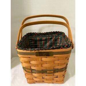 Longaberger 1995 Christmas Collection Cranberry Basket-Cloth Liner & Protector